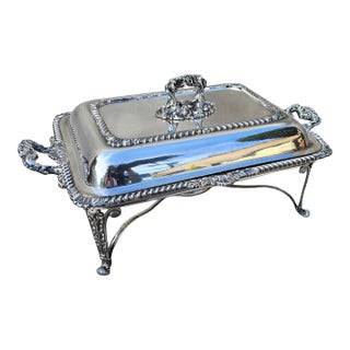 1930s Large Silver Chafing Dish For Sale