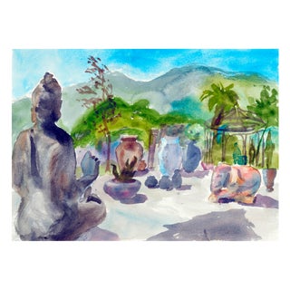 Mountain Bamboo Garden Painting For Sale