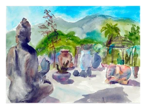 Mountain Bamboo Garden Painting