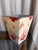 Vintage 1980s decoupage red coral design with cream white background tole waste basket.