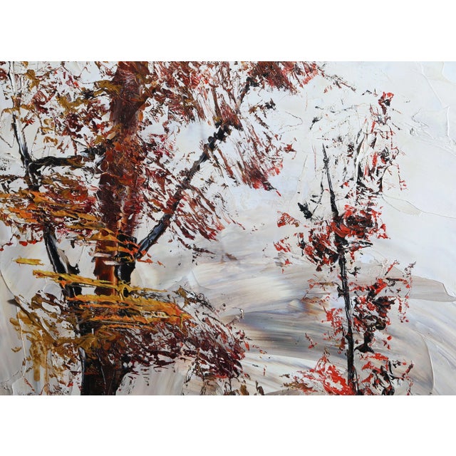 Modern Autumn Leaves, Morris Katz Oil on Masonite, Signed Lower Right For Sale - Image 3 of 4