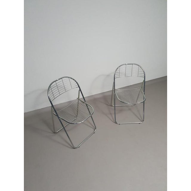 Silver Metal Åland Folding Chairs by Niels Gammelgaard for Ikea, 1970s, Set of 2 For Sale - Image 8 of 14