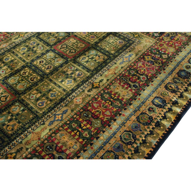 Hand-Knotted Vintage Mid-Century Rug in Green Geometric All Over Pattern For Sale - Image 4 of 5