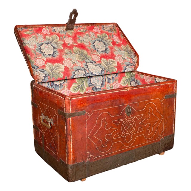 Antique Casablanca Travel Trunk, African, Leather, Portmanteau Case, Edwardian For Sale