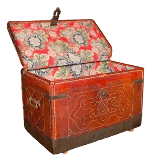 Antique Casablanca Travel Trunk, African, Leather, Portmanteau Case, Edwardian