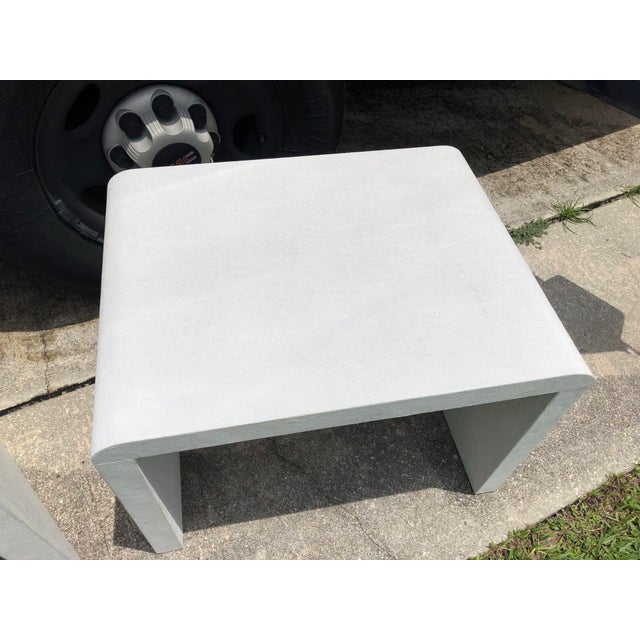 Stunning pair of chic side tables in a faux shagreen finish. Made in the late 20th century.