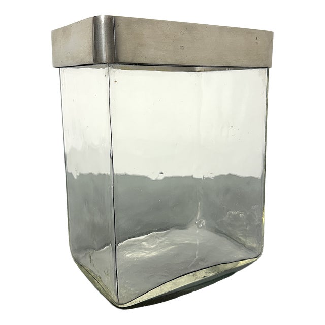 Glass and Brushed Metal Flower Vase, Italy, 1970s For Sale