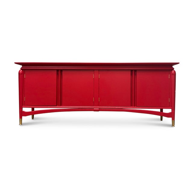 Brass Vintage Sideboard Reimagined in a Rich Scarlett For Sale - Image 8 of 8