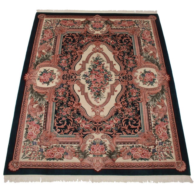Traditional French Aubusson Design Vintage Area Rug For Sale - Image 3 of 6