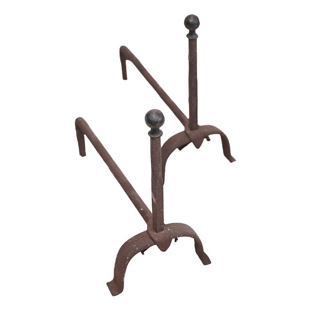 Vintage Iron Fireplace Accessories, Set of 2 For Sale