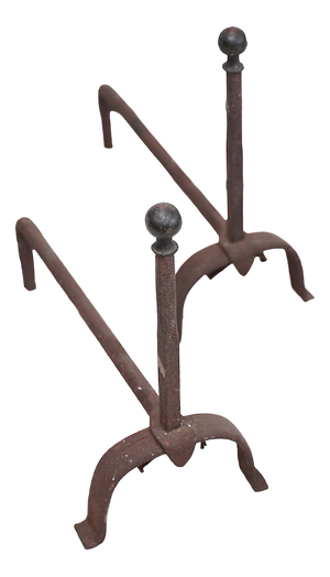 Vintage Iron Fireplace Accessories, Set of 2