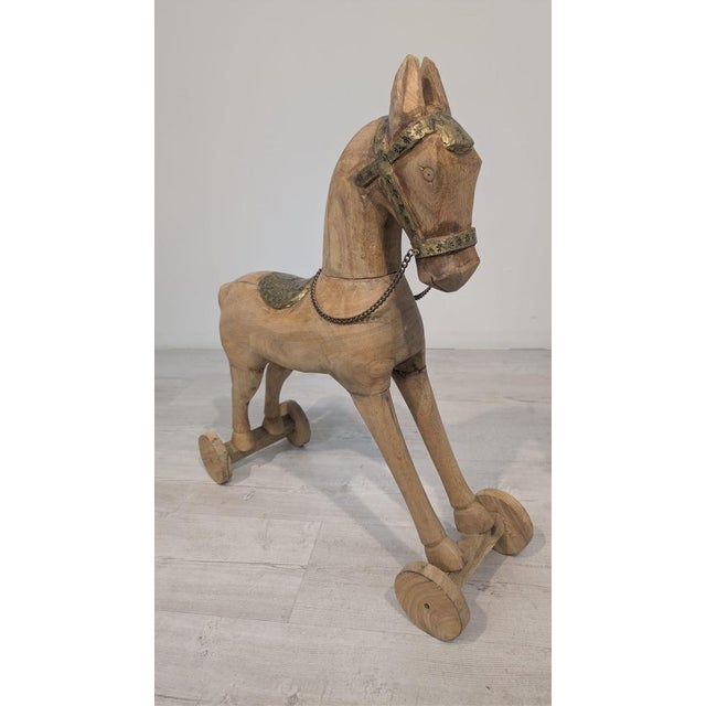 Antique Teak and Brass Trojan Horse, 1890s For Sale - Image 5 of 13