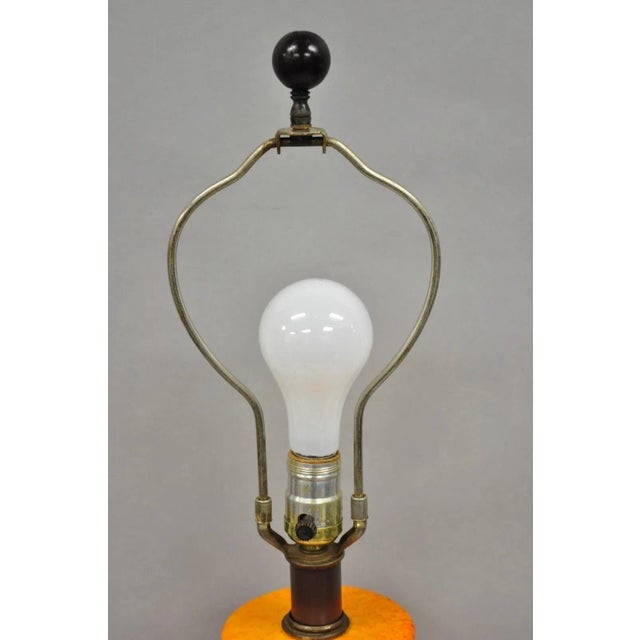 Orange Vintage Mid Century Modern Orange Lava Glazed Bulbous Ceramic Pottery Table Lamp For Sale - Image 8 of 12