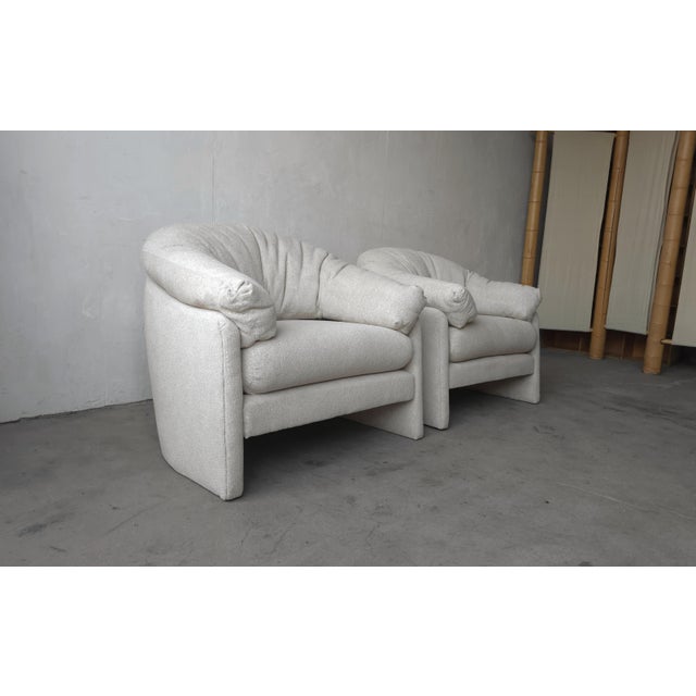 Textile Large Scale Pair of Vintage Tub Barrel Chairs For Sale - Image 7 of 11