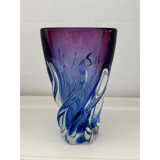 Murano Glass Vase made in the late 60s or early 70s. Beautiful Murano vase turned and heavy in delicate shades of...