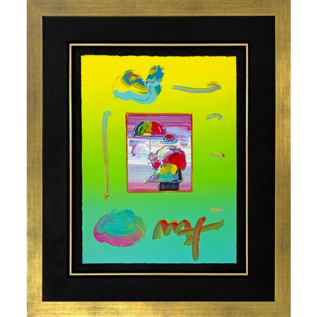 Peter Max, Umbrella Man (Framed Unique Mixed Media on Paper) For Sale