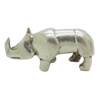 Vintage Italian Genuine Silver 800 Heavy Rhino Figurine Sculpture, 1970s For Sale