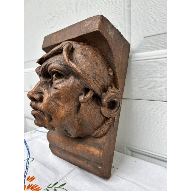 Plaster “suspicious looking” Head Corbel. Architectural Salvage piece. Could also be used as a small wall mount shelf for...