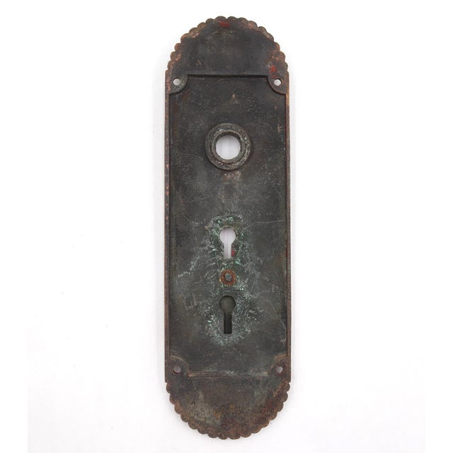Vintage Bronze Fluted Door Knob & Plate Set For Sale - Image 10 of 10
