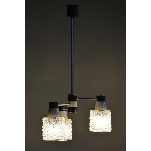 Mid-Century Czech Chandelier in Chrome and Opaline Glass attributed to Drukov, 1970s For Sale - Image 11 of 13