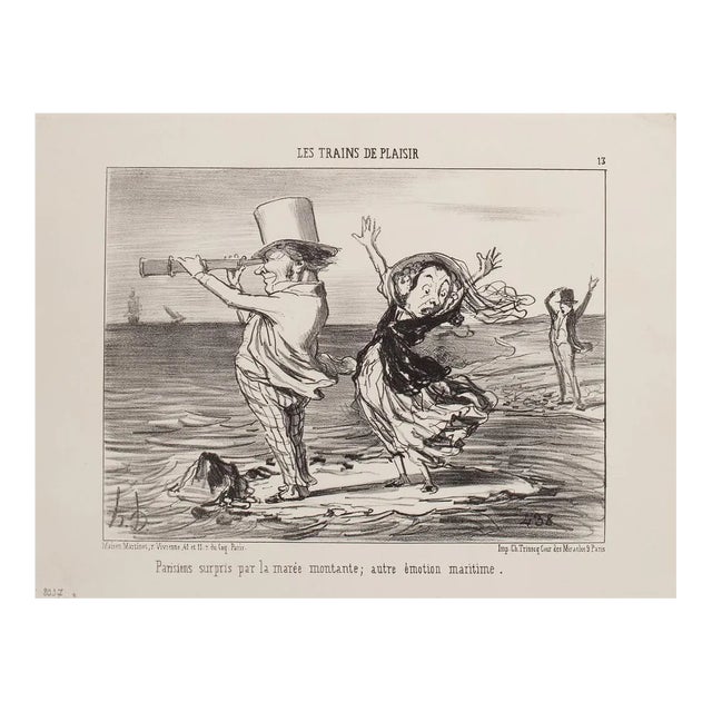 Honoré Daumier, Parisians Surprised by the Tide, Lithograph, 1852 For Sale