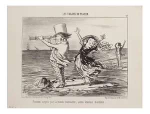 Honoré Daumier, Parisians Surprised by the Tide, Lithograph, 1852