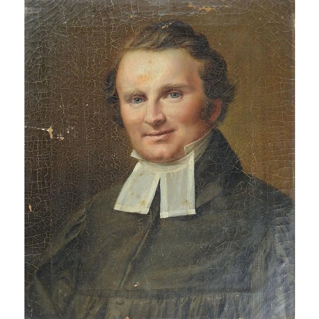 Mid 19th Century Mid 19th Century Portait Painting of Clergyman For Sale - Image 5 of 5