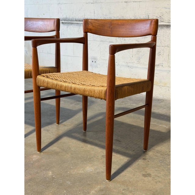 In Style of h.w. Klein for Bramin Teak Woven Cord Dining Armchairs Set of 2 Danish Mid-Century Modern 1960s For Sale - Image 10 of 11