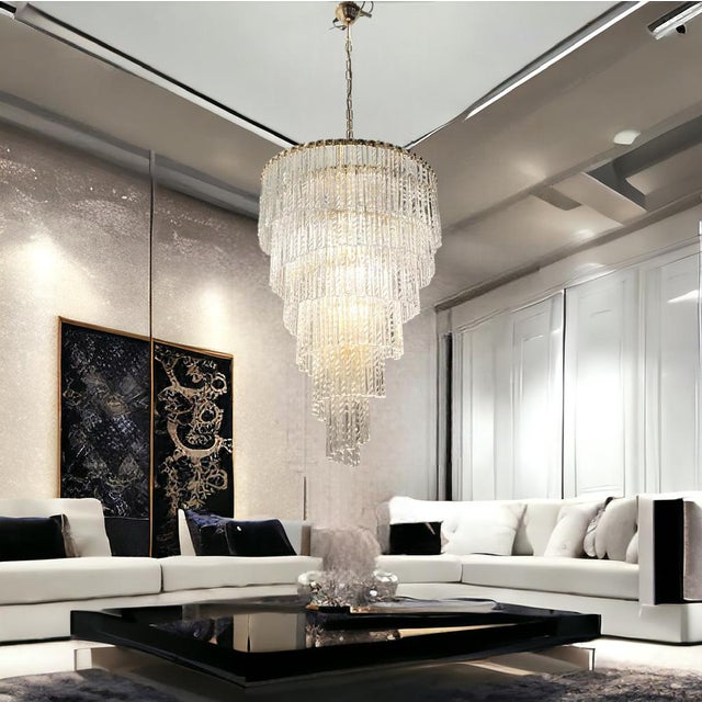 Large Murano Glass Rod Chandelier 1980s For Sale - Image 11 of 13