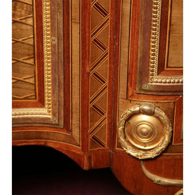 Brown Louis XVI Style Marquetry Inlaid Marble-Top Commode For Sale - Image 8 of 11