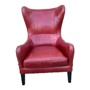 Late 20th Century Craft & Barrel Furniture Garbo Leather Wingback Chair