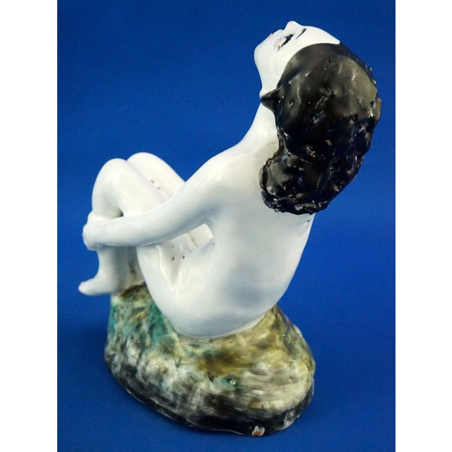 Ceramic 20th Century Art Deco Ceramic Sculpture of a Nude Woman by Aldo Bacchilega, Italy, 1890s For Sale - Image 7 of 18