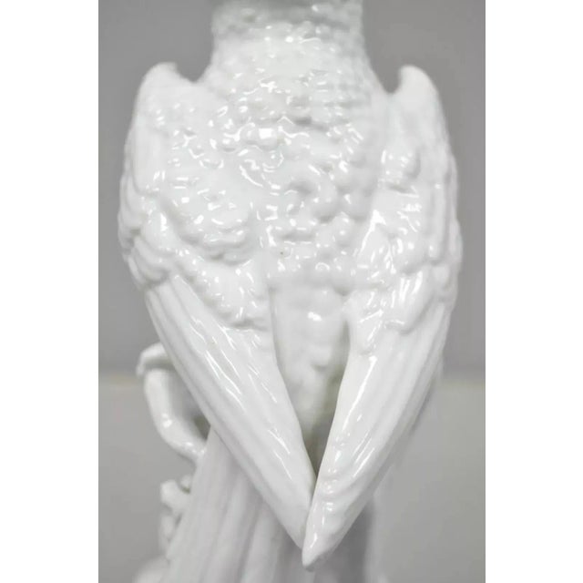 White Early 20th Century White Porcelain Parrot Figure Statue For Sale - Image 8 of 12