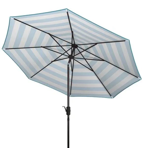 Contemporary Outdoor UV Resistant Iris Fashion Line 9ft Auto Tilt Umbrella - Pacific Blue Stripe For Sale - Image 3 of 5