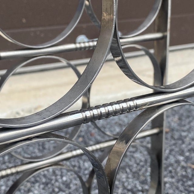 Mid-Century Modern Chrome Nine Bottle Tabletop Wine Rack For Sale - Image 10 of 13