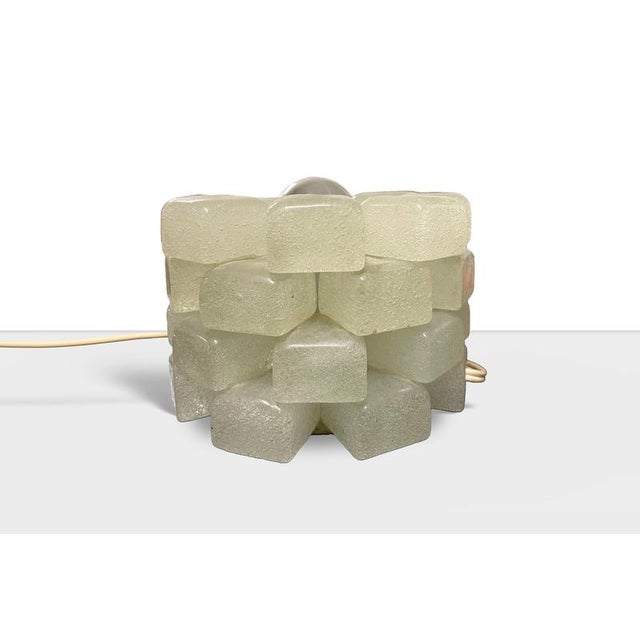 Metal Vintage Metal and Pulegoso Glass Table Lamp, Italy, 1970s For Sale - Image 7 of 9