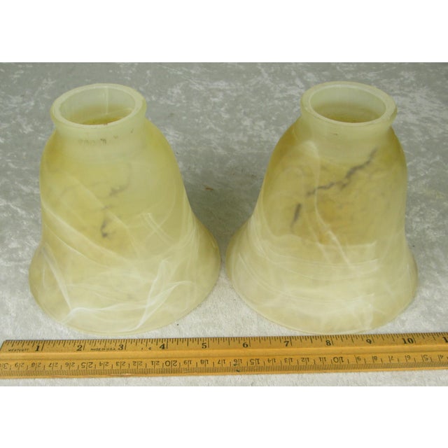 Early 20th Century Uranium Jadeite Table Lamp Alabaster Shades For Sale - Image 17 of 18