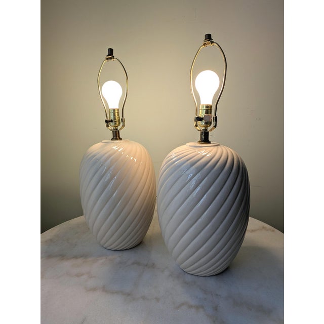 Mid-Century Modern Vintage Large Ceramic Lamps by Westcal - a Pair For Sale - Image 3 of 8