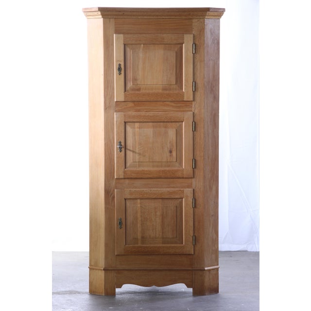 Mid-Century Modern Brutalist Light Oak Corner Cabinet in the style of Kjærnulf, 1960s For Sale - Image 13 of 17