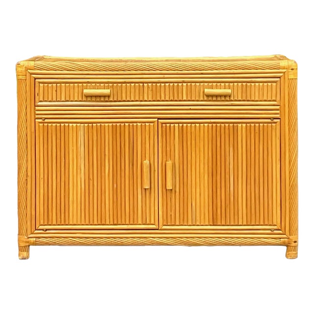 Late 20th Century Vintage Coastal Twisted Pencil Reed Credenza For Sale