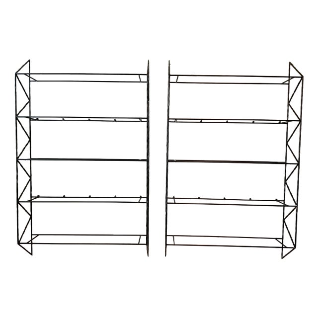 Pair Of Steel Wall Mounted Shelves For Sale