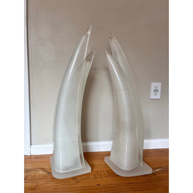 1990s Pair of Rougier Lamps Mid-Century Sculptural Dolphin Shape Made in Canada Signed For Sale - Image 5 of 8