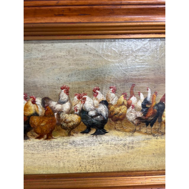 Framed Oil on Canvas of Chickens "Bottom of Hen Party" by Trevor James, 20th Century For Sale - Image 4 of 10