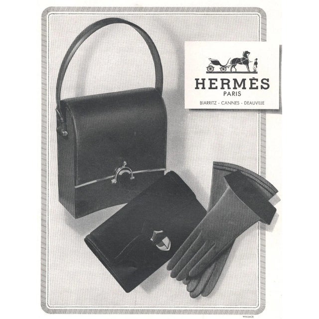 Hermès 1950 Mid-Century French Hermes Advertisement Print-Handbag, Purse, Gloves For Sale - Image 4 of 4