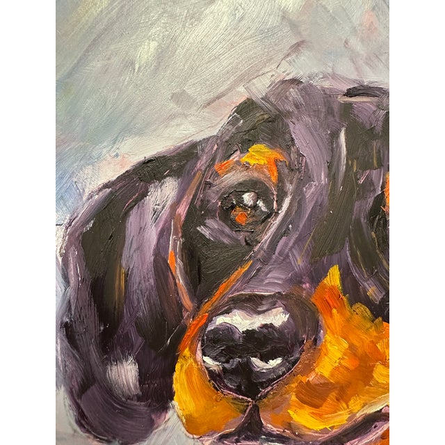 Original Dachshund Puppy Oil Painting on Board, 11” X 14”, Signed Paco C For Sale - Image 4 of 11