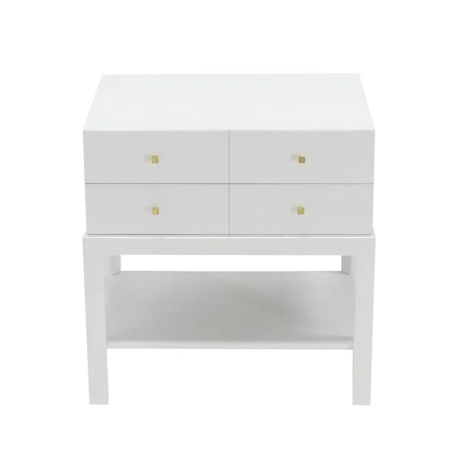 Very nice Mid-Century Modern white lacquer end table stand.