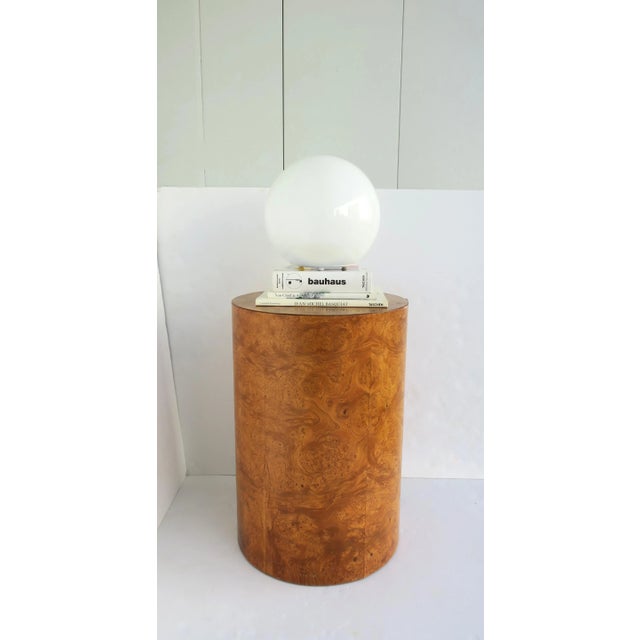 Wood Burl Pedestal Side Table or Column for Sculpture Modern Milo Baughman Style For Sale - Image 7 of 12