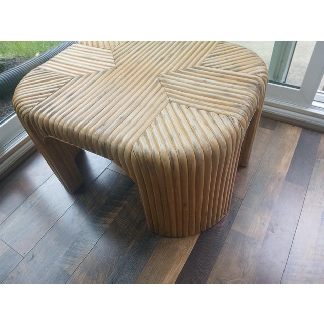 Contemporary Vintage Split Reed Bamboo Waterfall Coffee Table For Sale - Image 3 of 9