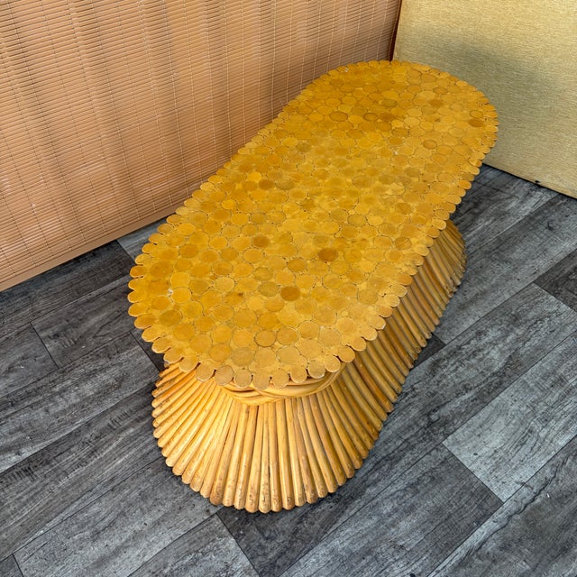 Hollywood Regency / Coastal Style McGuire Sheaf of Wheat Rattan Coffee Table. Circa 1980s For Sale - Image 17 of 18