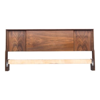 1960s Mid Century Modern King Size Walnut Headboard For Sale